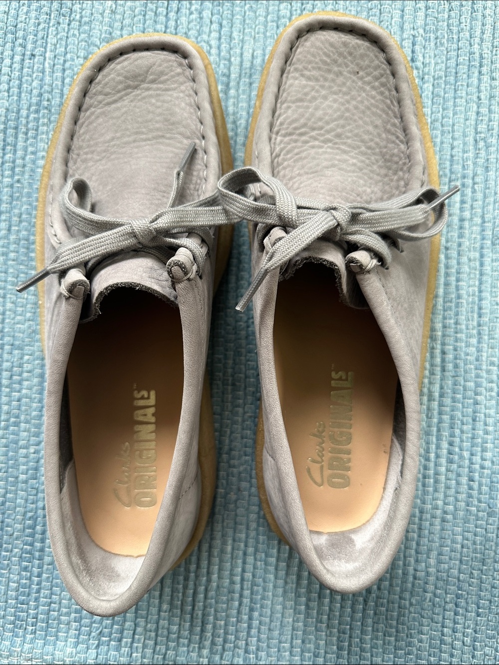 Clarks light grey Leather Wallabee-Style Lace-Up Shoes